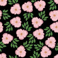 seamless flower pattern with black background vector