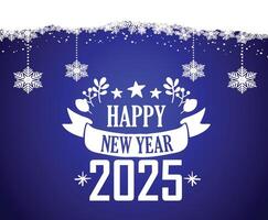 Happy New Year 2025 Design Festive Blue And White Abstract Illustration vector