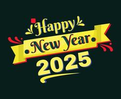 2025 Happy New Year Design Festive Yellow And Green Abstract Illustration vector