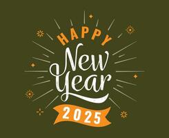 2025 Happy New Year Abstract Orange And Green Festive Design Illustration vector