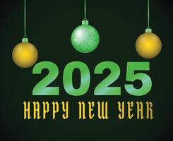 2025 Happy New Year Design Festive Yellow And Green Abstract Illustration vector