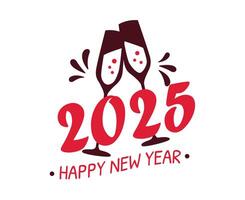 Happy New Year 2025 Design Festive Pink Abstract Illustration vector