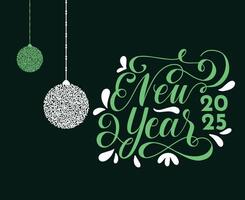 Happy New Year 2025 Green And White Abstract Festive Elegant Design Illustration vector