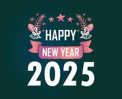 Happy New Year 2025 Design Festive Green And Pink Abstract Illustration vector