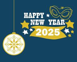 Happy New Year 2025 Design Yellow And Blue Festive Abstract Illustration vector
