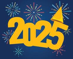 Happy New Year 2025 Abstract Blue And Yellow Festive Design Illustration vector
