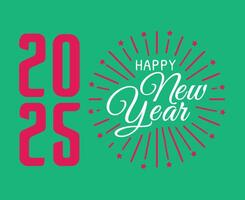Happy New Year 2025 Design Festive Green And Pink Abstract Illustration vector
