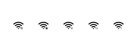 Wifi Signal Icons Set. Network signal, Internet sign. WIFI. Wifi signal strength. Wireless technology. Radio signals waves, radar, antenna, satellite signal symbols . vector