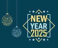 2025 Happy New Year Design Festive Cyan And Yellow Abstract Illustration vector