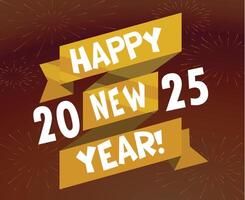 2025 Happy New Year Abstract Brown And Yellow Festive Design Illustration vector