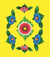 A set of floral borders with a border of flowers Colorful Rickshaw painting vector
