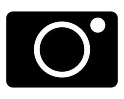 camera icon symbol, black and white silhouette shape illustration isolated on white background vector