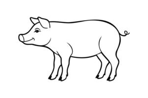 a pig is standing in a line drawing vector