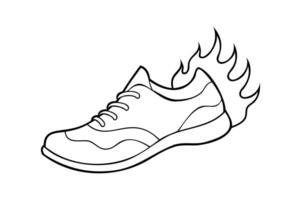 a shoe with flames on it is shown in a drawing vector