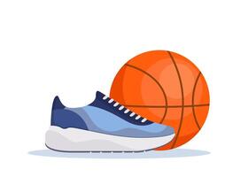 Basketball Elements composition. Basketball ball and sneakers. Equipment for Basketballs. illustration. vector