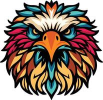 an eagle head with colorful feathers vector