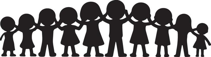 a group of people standing in a circle with their arms up vector