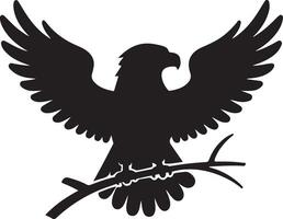 eagle with wings spread on a branch vector