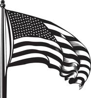an american flag is shown in black and white vector