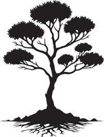 silhouette of a tree with roots vector