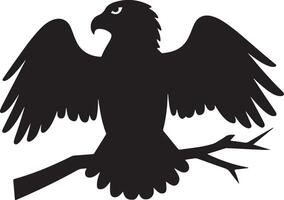 an eagle is sitting on a branch with its wings spread out vector
