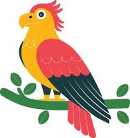 a colorful parrot sitting on a branch vector