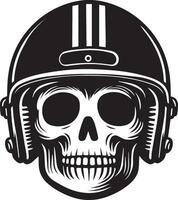 skull wearing helmet with headphones on a white background vector