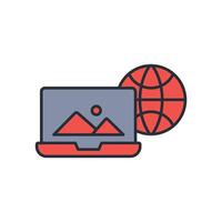 laptop icon. .Editable stroke.linear style sign for use web design,logo.Symbol illustration. vector