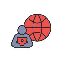 Global icon. .Editable stroke.linear style sign for use web design,logo.Symbol illustration. vector
