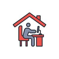 work from home icon. .Editable stroke.linear style sign for use web design,logo.Symbol illustration. vector
