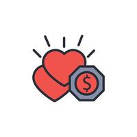 Philanthropy icon. .Editable stroke.linear style sign for use web design,logo.Symbol illustration. vector