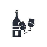 wine bottle with glass icon. .Editable stroke.linear style sign for use web design,logo.Symbol illustration. vector
