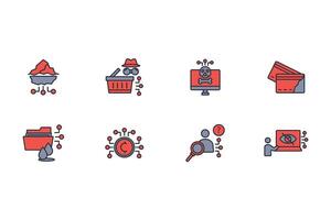 Dark web icon set..Editable stroke.linear style sign for use web design,logo.Symbol illustration. vector