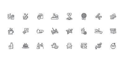 Breakfast icon set..Editable stroke.linear style sign for use web design,logo.Symbol illustration. vector