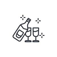 Champagne icon. .Editable stroke.linear style sign for use web design,logo.Symbol illustration. vector