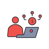 freelancing icon. .Editable stroke.linear style sign for use web design,logo.Symbol illustration. vector