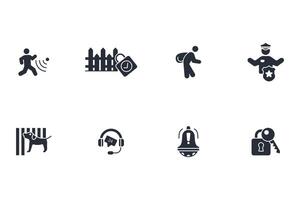 Home security icon set..Editable stroke.linear style sign for use web design,logo.Symbol illustration. vector