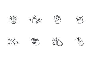 Brain icon set..Editable stroke.linear style sign for use web design,logo.Symbol illustration. vector