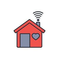 home wifi icon. .Editable stroke.linear style sign for use web design,logo.Symbol illustration. vector