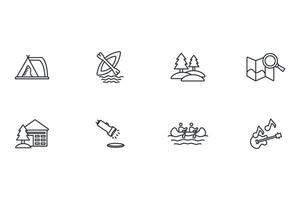 Camping icon set..Editable stroke.linear style sign for use web design,logo.Symbol illustration. vector
