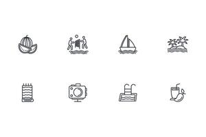 Summer icon set..Editable stroke.linear style sign for use web design,logo.Symbol illustration. vector