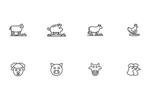 Meat icon set..Editable stroke.linear style sign for use web design,logo.Symbol illustration. vector