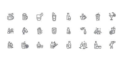 Drinks icon set..Editable stroke.linear style sign for use web design,logo.Symbol illustration. vector
