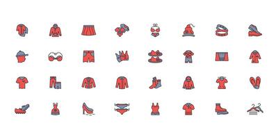 Clothes icon set..Editable stroke.linear style sign for use web design,logo.Symbol illustration. vector