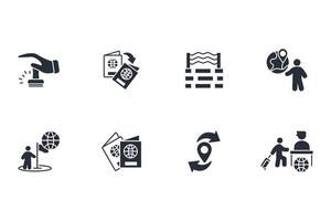 migration icon set..Editable stroke.linear style sign for use web design,logo.Symbol illustration. vector