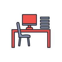desk icon. .Editable stroke.linear style sign for use web design,logo.Symbol illustration. vector
