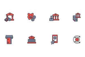 Bank icon set..Editable stroke.linear style sign for use web design,logo.Symbol illustration. vector