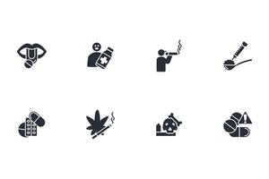 drugs icon set..Editable stroke.linear style sign for use web design,logo.Symbol illustration. vector