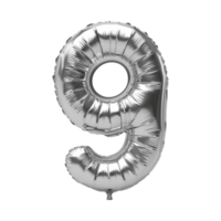 Shiny Silver Number Nine Balloon On Isolated Background png