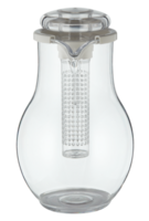 Clear glass pitcher with tea waste filter and handle png